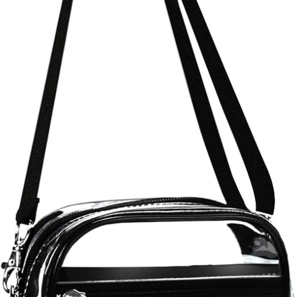 Clear Crossbody Purse Bag, Clear Bag Stadium Approved with Front Pocket for Conc